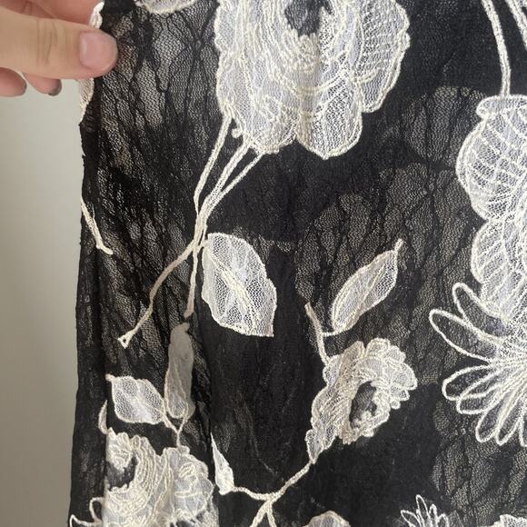 Vintage Painted Threads Tank Top Lace Boho Floral Lace Black/ White Womens S Y2K - Picture 5 of 7